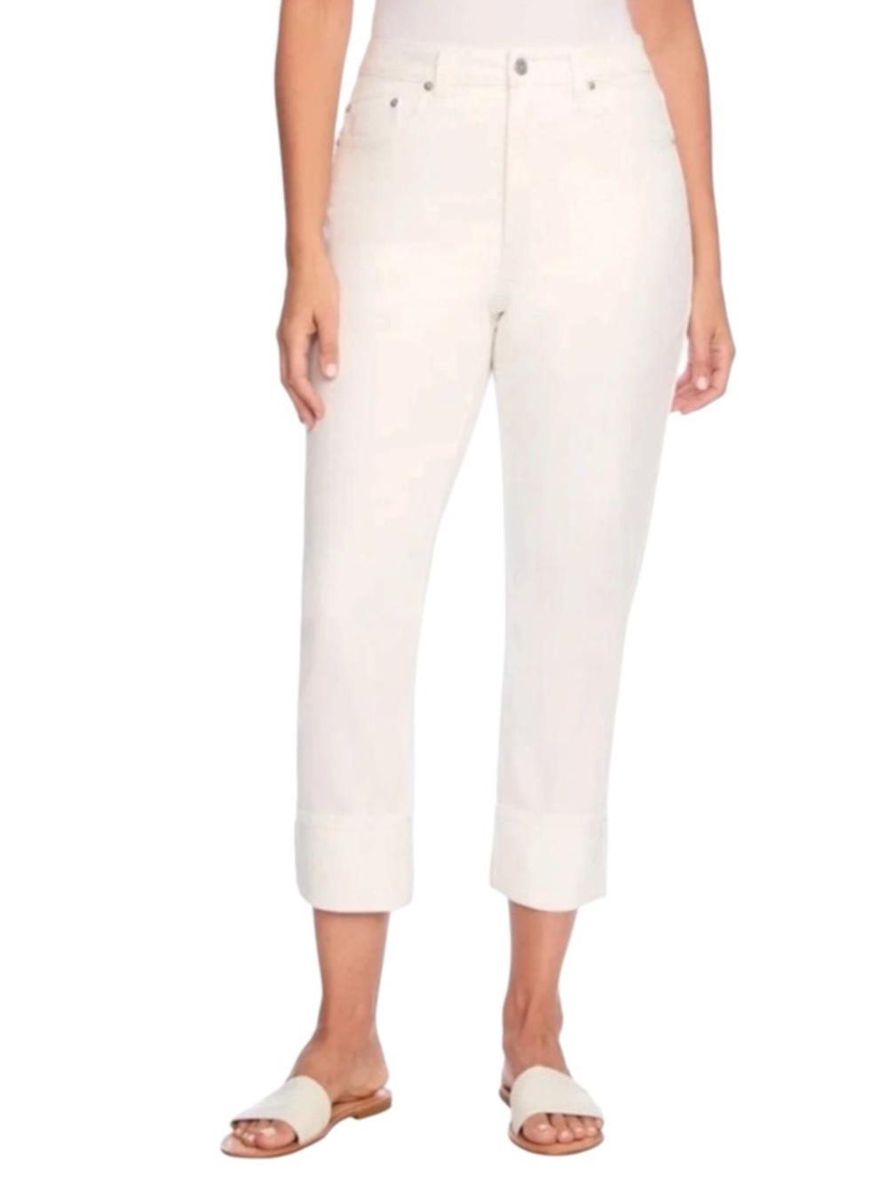 EUC Frye‎ White Straight Leg Jeans Size 14/32 High Rise Stretch Denim